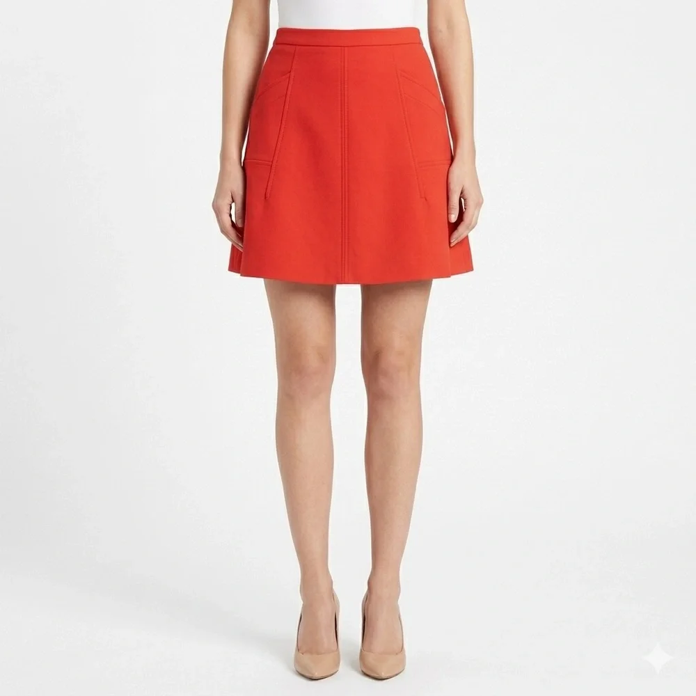 J. Crew Orange-Red Structured A-Line Mini Skirt Women’s 6 - Picture 1 of 10